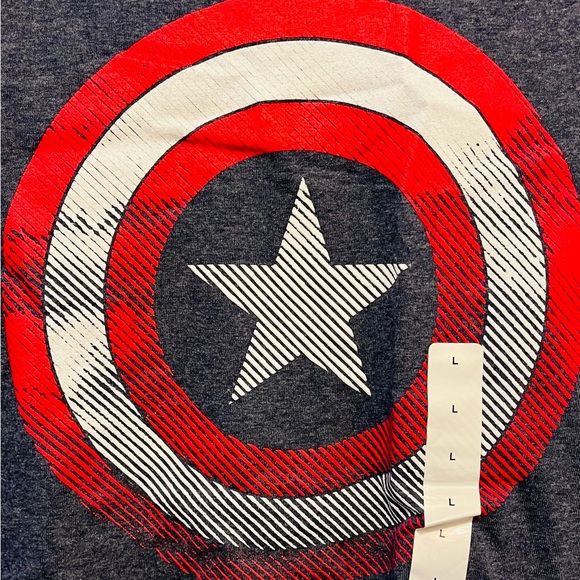 Captain America Signature Sheild Logo Blue Unisex T-Shirt - Picture 3 of 4
